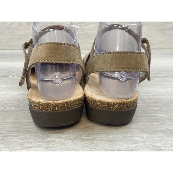 Dansko Rowan Women's 9 Brown Slingback Leather Sandal Cork Wedge Footbed Comfort - Picture 3 of 10